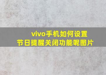 vivo手机如何设置节日提醒关闭功能呢图片