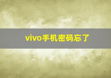 vivo手机密码忘了