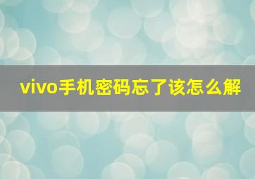 vivo手机密码忘了该怎么解