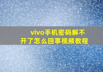 vivo手机密码解不开了怎么回事视频教程