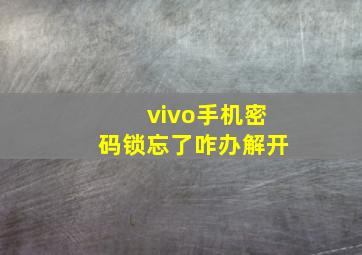 vivo手机密码锁忘了咋办解开