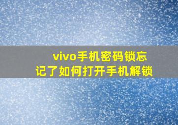 vivo手机密码锁忘记了如何打开手机解锁