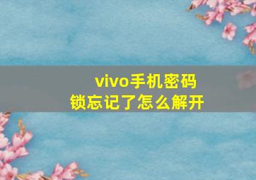 vivo手机密码锁忘记了怎么解开