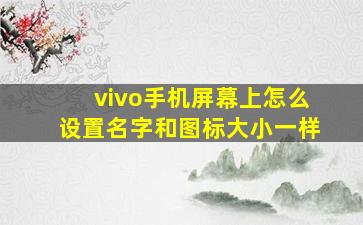 vivo手机屏幕上怎么设置名字和图标大小一样