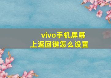 vivo手机屏幕上返回键怎么设置