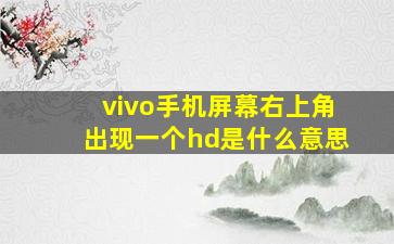 vivo手机屏幕右上角出现一个hd是什么意思