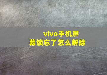 vivo手机屏幕锁忘了怎么解除