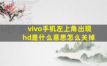 vivo手机左上角出现hd是什么意思怎么关掉