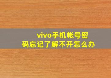 vivo手机帐号密码忘记了解不开怎么办