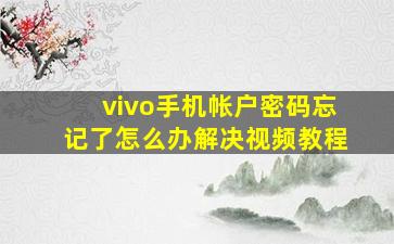 vivo手机帐户密码忘记了怎么办解决视频教程