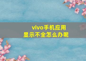 vivo手机应用显示不全怎么办呢