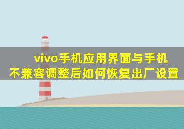 vivo手机应用界面与手机不兼容调整后如何恢复出厂设置