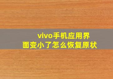 vivo手机应用界面变小了怎么恢复原状