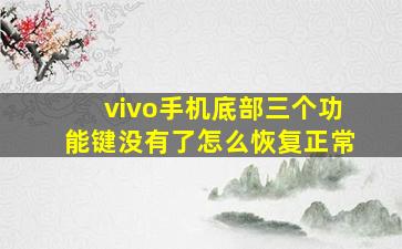 vivo手机底部三个功能键没有了怎么恢复正常