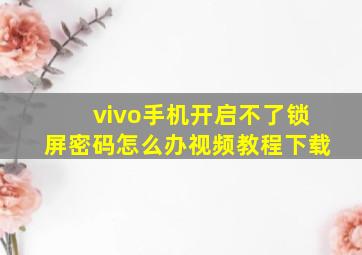 vivo手机开启不了锁屏密码怎么办视频教程下载