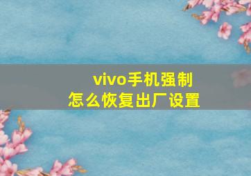 vivo手机强制怎么恢复出厂设置