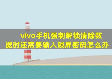 vivo手机强制解锁清除数据时还需要输入锁屏密码怎么办