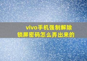 vivo手机强制解除锁屏密码怎么弄出来的