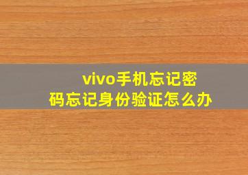 vivo手机忘记密码忘记身份验证怎么办