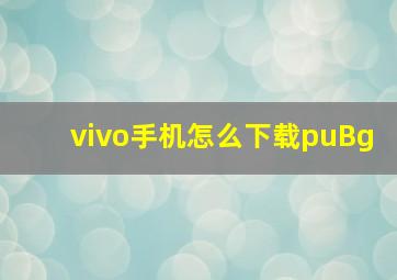 vivo手机怎么下载puBg