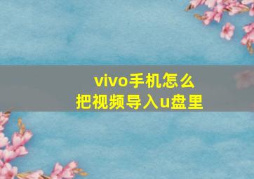 vivo手机怎么把视频导入u盘里