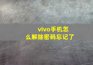 vivo手机怎么解除密码忘记了