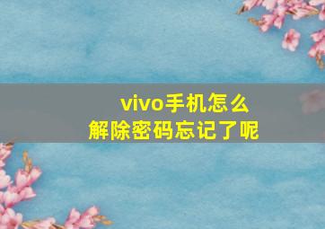 vivo手机怎么解除密码忘记了呢