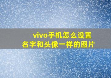 vivo手机怎么设置名字和头像一样的图片