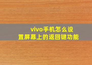 vivo手机怎么设置屏幕上的返回键功能