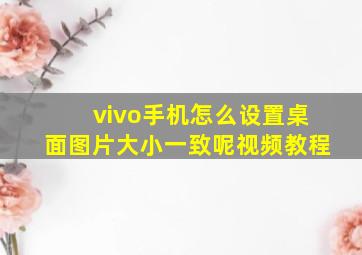 vivo手机怎么设置桌面图片大小一致呢视频教程