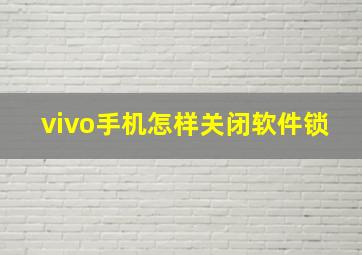 vivo手机怎样关闭软件锁