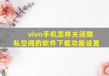 vivo手机怎样关闭隐私空间的软件下载功能设置