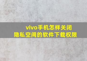 vivo手机怎样关闭隐私空间的软件下载权限