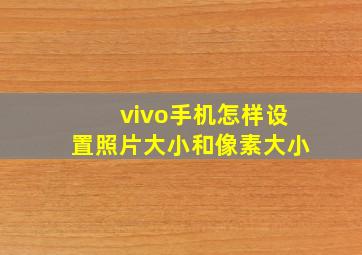 vivo手机怎样设置照片大小和像素大小