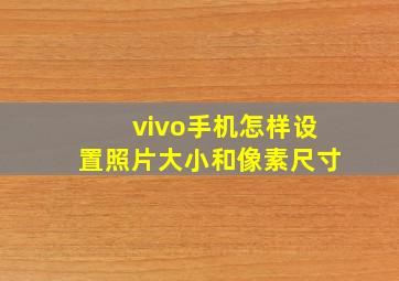 vivo手机怎样设置照片大小和像素尺寸