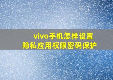 vivo手机怎样设置隐私应用权限密码保护