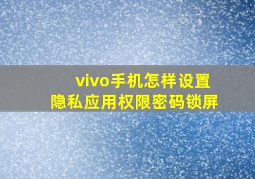 vivo手机怎样设置隐私应用权限密码锁屏