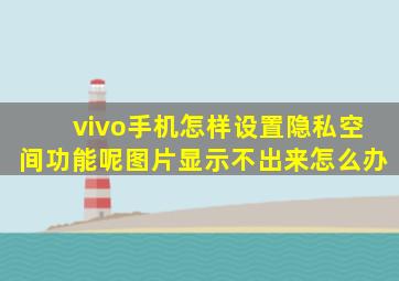 vivo手机怎样设置隐私空间功能呢图片显示不出来怎么办