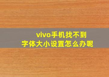 vivo手机找不到字体大小设置怎么办呢