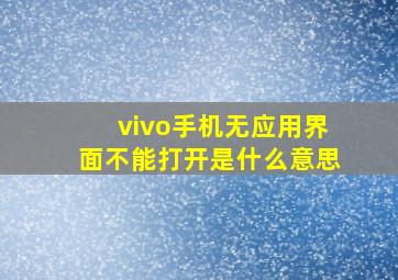 vivo手机无应用界面不能打开是什么意思