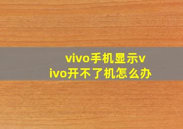 vivo手机显示vivo开不了机怎么办