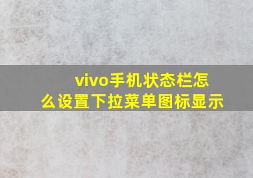 vivo手机状态栏怎么设置下拉菜单图标显示