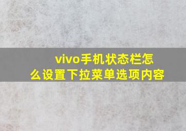 vivo手机状态栏怎么设置下拉菜单选项内容