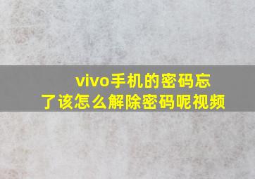 vivo手机的密码忘了该怎么解除密码呢视频