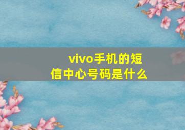 vivo手机的短信中心号码是什么