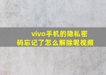 vivo手机的隐私密码忘记了怎么解除呢视频