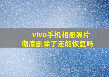 vivo手机相册照片彻底删除了还能恢复吗