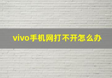 vivo手机网打不开怎么办