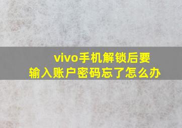 vivo手机解锁后要输入账户密码忘了怎么办