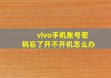 vivo手机账号密码忘了开不开机怎么办